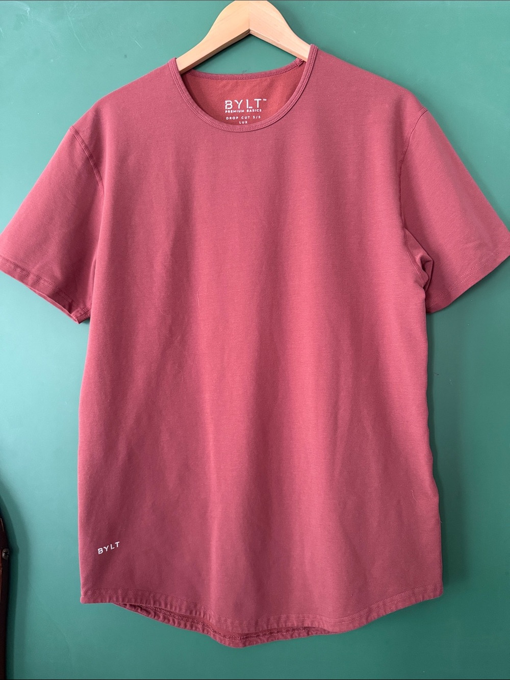BYLT Premium Basics Drop Cut Mens S Lux Workout Tee Gym Athleisure Rust